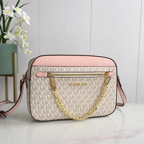 Michael Kors Jet Set Vanilla Blush Zip Crossbody Bag - Picture 2 of 8